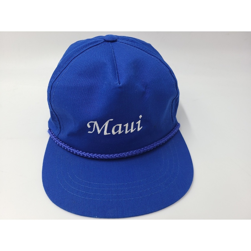 Vintage Maui Yupoong Rope Snapback Hat Cap‎ Hawaii Beach Spellout Men Women Blue